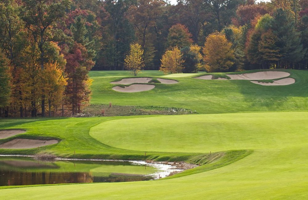 A golf course in autumn