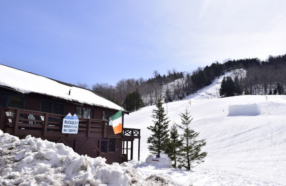 McCauley Mountain Ski Center from the outside in winter