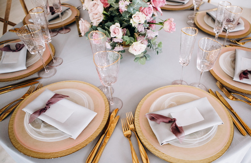 place settings at a wedding table